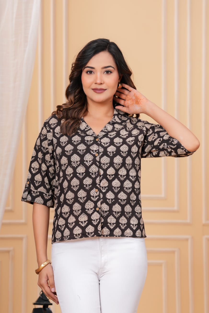 Deep Indigo Geometric Buti Kurta Pant Set